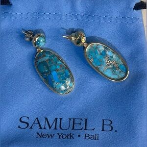Samuel B Gold Tone 925 Earrings